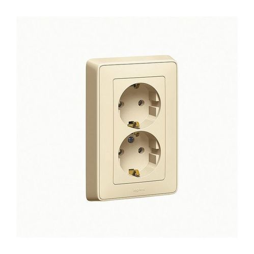 Розетка двухместная Legrand CARIVA, скрытый монтаж, с заземлением, слоновая кость