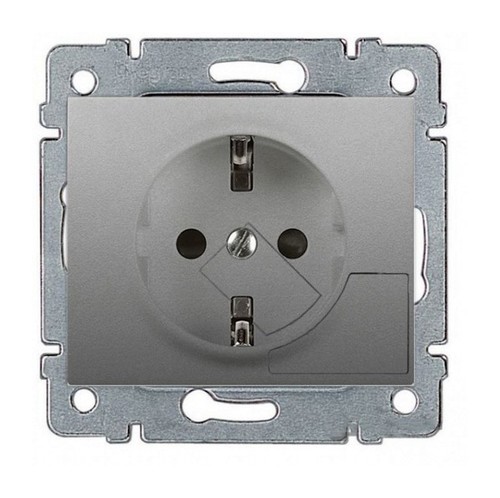 Розетка Legrand GALEA LIFE, скрытый монтаж, с заземлением, алюминий